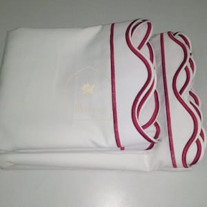 Embroidered Scalloped 400 Thread Count Cotton Sateen Sheet Set