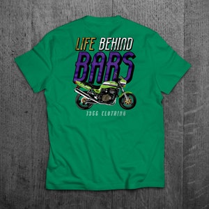 Kawasaki ZRX 1200 R &#39;Life Behind Bars&#39; Tshirt, ZRX1200, ZRX1200R , ZRX1200S, ZRX1100R, Eddie Lawson Replica
