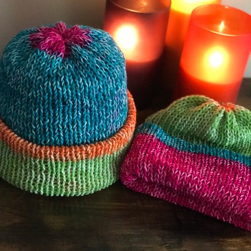 CUSTOM Multicolored Beanies Hand Knit Chunky Beanies Etsy