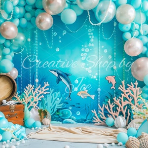 Enchanted Underwater Adventure Digital Backdrops for Kids, Studio Backgrounds, Mystical Overlays, Oceanic Backdrops, Undersea Birthday image 4