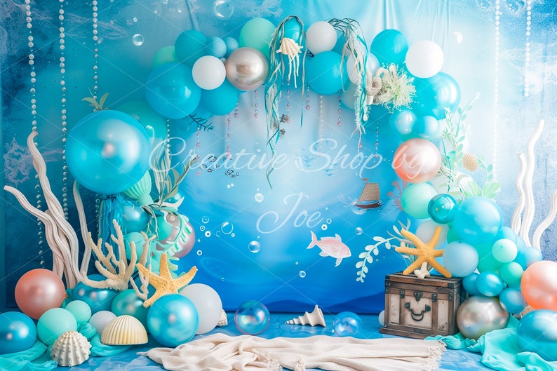 Enchanted Underwater Adventure Digital Backdrops for Kids, Studio Backgrounds, Mystical Overlays, Oceanic Backdrops, Undersea Birthday image 6