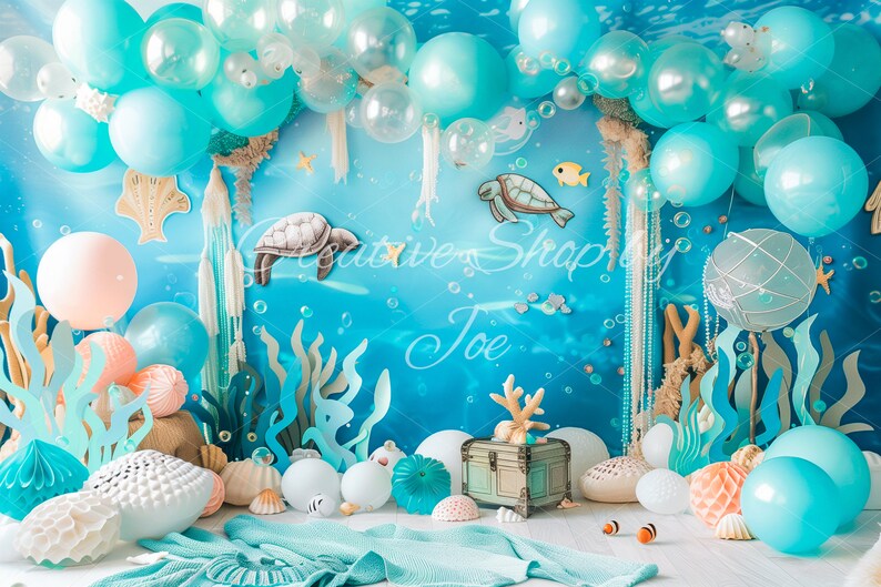 Enchanted Underwater Adventure Digital Backdrops for Kids, Studio Backgrounds, Mystical Overlays, Oceanic Backdrops, Undersea Birthday image 7