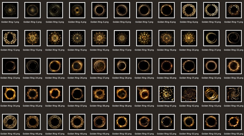 Über 100 goldene Umstandsringe, Umstands-Overlays, Umstandslicht-Ringrahmen, Kreise leuchten, Ringlicht-Umstands-Digitalhintergrund, PNG. Bild 9