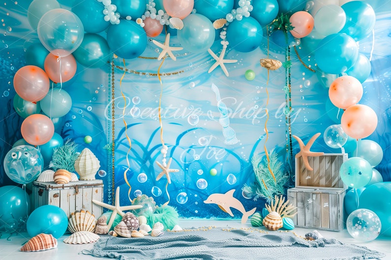 Enchanted Underwater Adventure Digital Backdrops for Kids, Studio Backgrounds, Mystical Overlays, Oceanic Backdrops, Undersea Birthday image 5