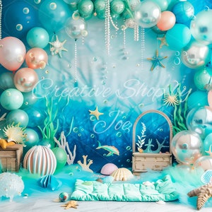 Enchanted Underwater Adventure Digital Backdrops for Kids, Studio Backgrounds, Mystical Overlays, Oceanic Backdrops, Undersea Birthday image 3