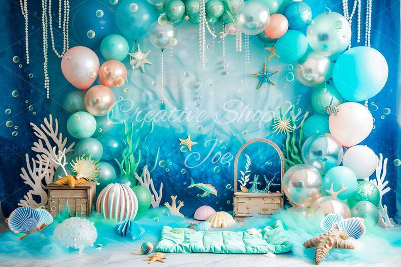 Enchanted Underwater Adventure Digital Backdrops for Kids, Studio Backgrounds, Mystical Overlays, Oceanic Backdrops, Undersea Birthday image 3