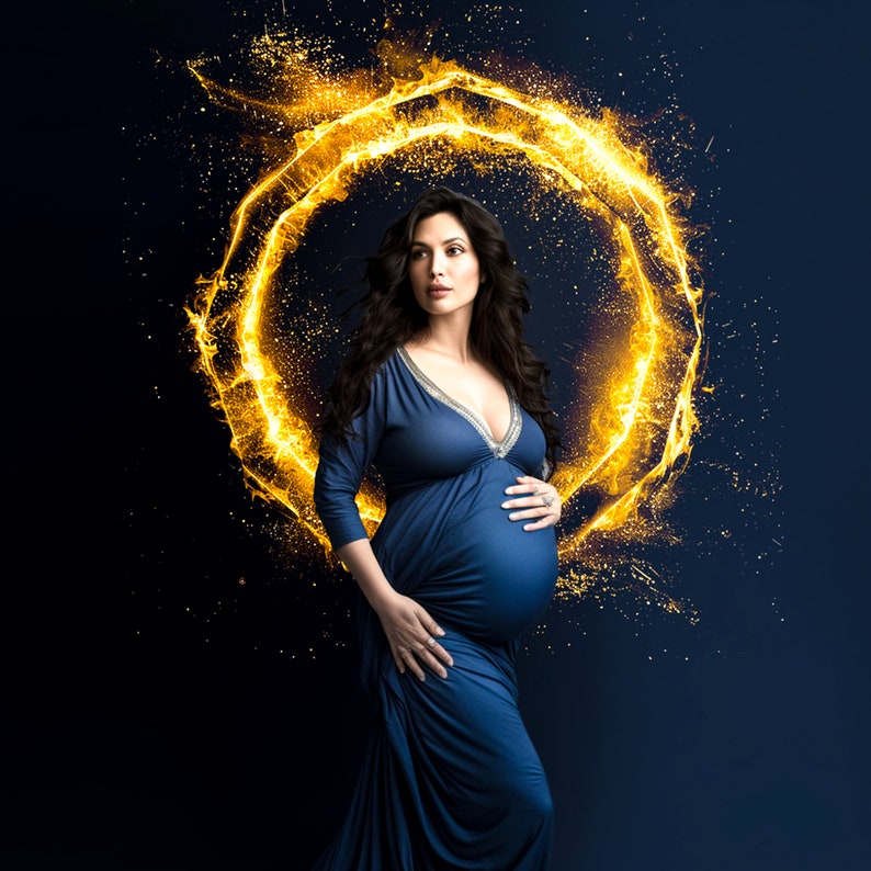 100 Golden maternity rings, Maternity Overlays, maternity light ring frame, circles shine, ring light maternity digital backdrop, PNG. image 4