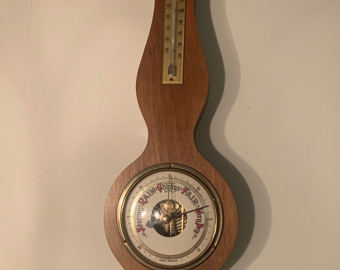 Vintage Barometer, Thermometer, Scientific Instrument. Brown Color. Etsy