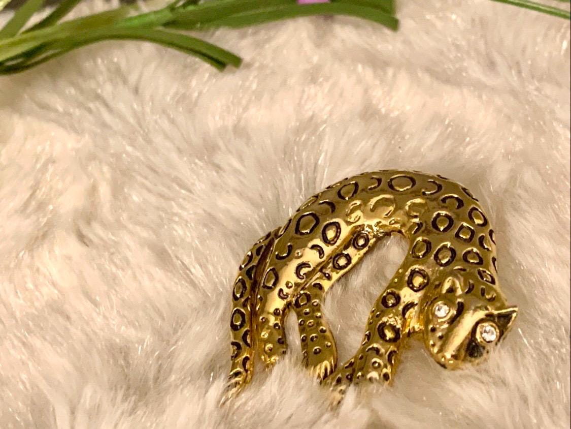 Spilla Vintage A Forma Di Leopardo Con Strass, Per Uomo E Donna, Stile Punk, Decorazione Per Abiti, Giacche, Zaini, 4,9 X 2,7 Cm - 2