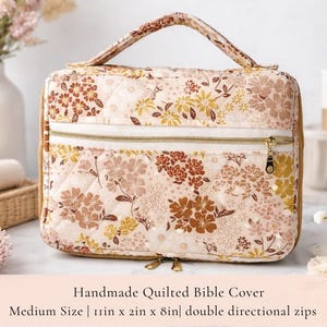 Quilted Bible cover for women | Christian Vintage Style Scripture Case| Handmade Faith Accessory