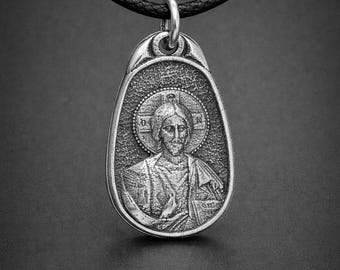 Colgante bizantino del Cristo Pantocrator, collar con icono ortodoxo IC XC NIKA, joyería religiosa griega