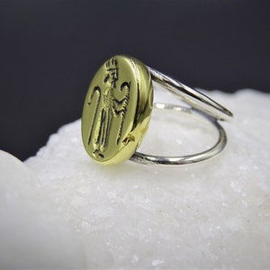 Silber Siegelring mit Bronze Handgravur Mensch , Siegelring Wachs Siegelring Wachs Siegelring , Wachs Stempel Ring, Siegelring Wachs Siegelring