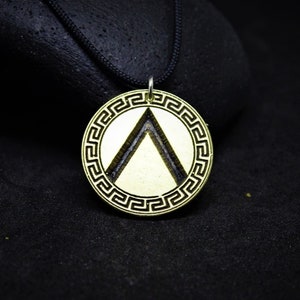 Mens Necklace Spartan Shield, Personalized Gift For Men Greek Key Spartan Necklace, Ancient Greek Jewelry, Greek Key Jewelry,Custom Engraved