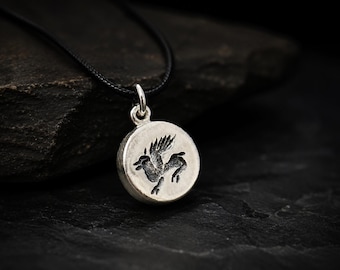 Griffin Silver Charm, Ancient Greek Pendant, Mythical Jewelry, Gryphon Necklace, Hand Carved Silver, Greek Gift, Sterling Silver Charm
