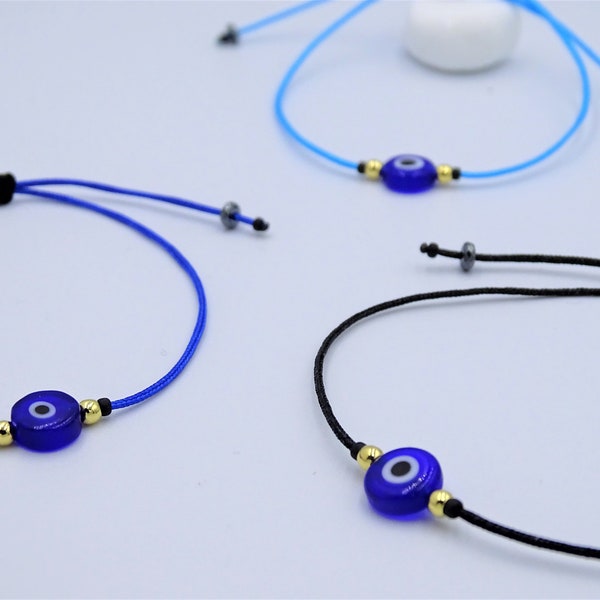 Evil eye bracelet, Black string bracelet, Greek mati bracelet, Blue evil eye bracelet, Dainty bracelet, Minimalist bracelet, Unisex bracelet