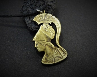 Piraeus Athena bronze pendant, Goddess Athena necklace, Piraeus port proud pendant, Helmeted Athena Greek jewelry, Wisdom Goddess jewellery