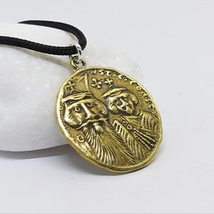Byzantine Empire coin pendant, Religious necklace protection charm, Byzantium Good Luck pendant, medallion religious, Mid Centure Charm