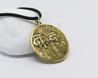Byzantine Empire coin pendant, Religious necklace protection charm, Byzantium Good Luck pendant, medallion religious, Mid Centure Charm