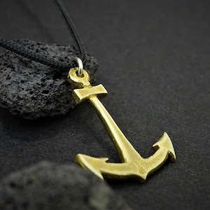 Anchor Necklace for Men, Anchor Bronze Pendant, Black adjustable Cord Necklace, Men's Gift, Unisex gift, Jewelry for men, Accessory for men