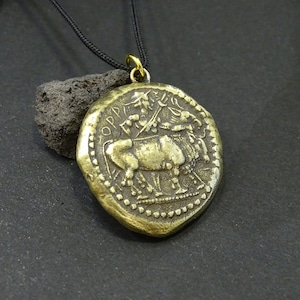 Nothern Greece Orreskioi Large and Heavy octadrachm coin Pendant, Bronze Hermes Greek coin, Huge necklace, Rare coin for Big men,Father gift