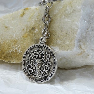 Gorgon Medusa Keyring, Greek Mythology Keychain, Zamak Metal