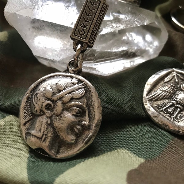 Eule griechische Mythologie Münze Schlüsselbund, griechisches Symbol Schlüsselbund, Gottheit Athena griechische Münze Schlüsselbund, Zeus griechische Frau, Geschenk für meine Papa und Mama