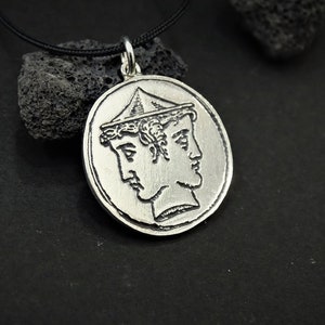 Janus Ancient Roman God Handmade Silver Necklace, Ancient Greek Janus Silver Men Jewelry, Janus Silver Greece Pendant, Ancient Greece Gift