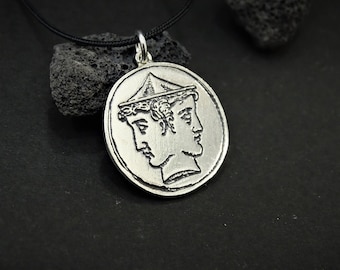 Handmade Janus Silver Necklace: Ancient Roman God Pendant
