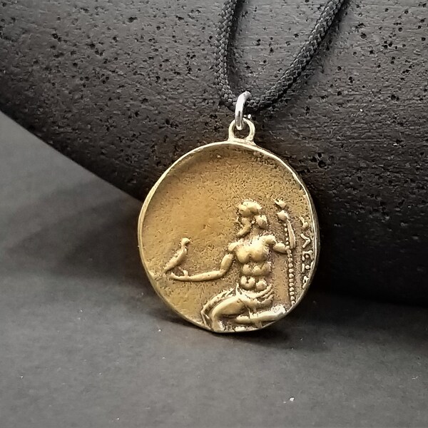 God Zeus Coin Necklace, Protection greek amulet, Herakles coin pendant, Alexander the Great Lucky Coin, Ancient greek coin, Every day wear