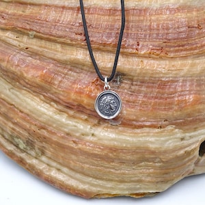 Super tiny Ancient Herakles Coin Necklace handmade, Silver coin, Men jewellery, Ancient Greek Byzantium Roman pendant, Mini gift ideas art