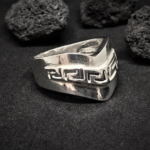 Sterling Silver 925 Ancient Greek Meander Eternity Key Ring, Men & Women Silver Greek Ring , Greek Jewelry, Griechische Silber Schmuck Ring