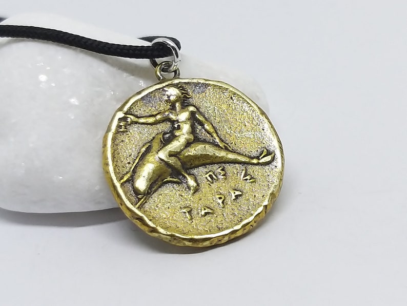 Calabria Drachma coin pendant necklace, Horse pendant, Dolphin coin necklace, Good Luck Greek Jewelry,Museum reproduction,Lucky coin pendant image 3