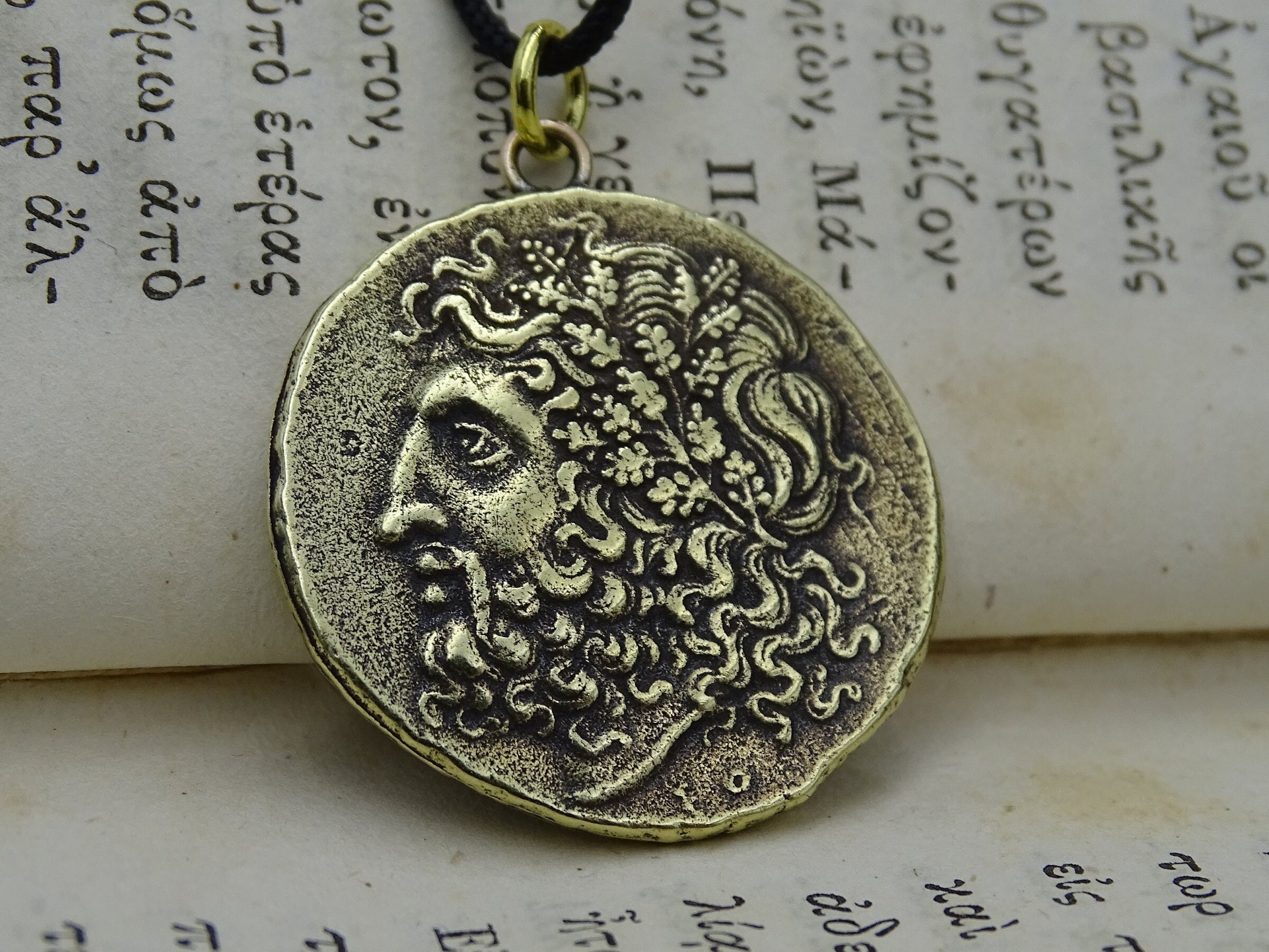 Zeus Coin Necklace, Greek God Pendant, Ancient Greek Jewelry