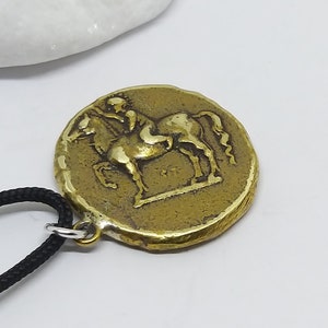 Calabria Drachma coin pendant necklace, Horse pendant, Dolphin coin necklace, Good Luck Greek Jewelry,Museum reproduction,Lucky coin pendant image 6