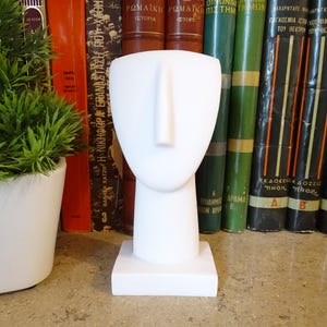 Cycladic Womans Head Statue, Cycladic Idol Greek Figurine Modern Art, Alabaster Cast Statue Sculpture, Rare Museum Copy, Aegean Sea Art