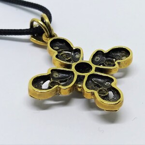 Antique Diamond Cross Necklace – Georgian Style Cross Pendant – Vintage Religious Jewelry – Gold Cross Pendant image 9
