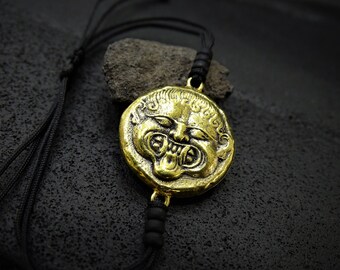 Gorgo Coin, Ancient Greek Coin Corded Bracelet, Medusa Bronze Bracelet, Good Luck Rare Coins, Greek Sculpture, Greek Gouri, Glücksmünze