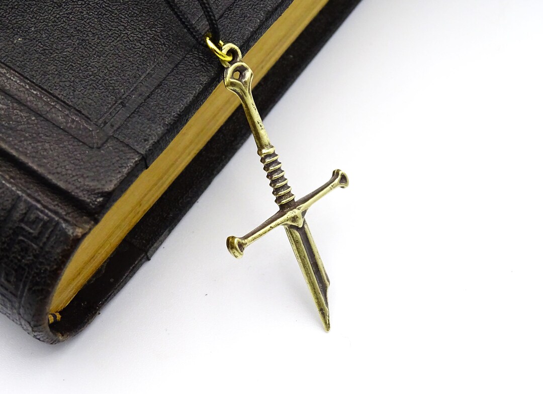 Broken Rune Sword Pendant, Antique Bronze Kings Sword Necklace, Sword ...