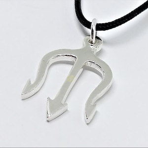 Poseidon silver trident Cool mens necklace Neptune gifts Trident necklace Greek amulet Trident Poseidon pendant Mens medallion Metal trident