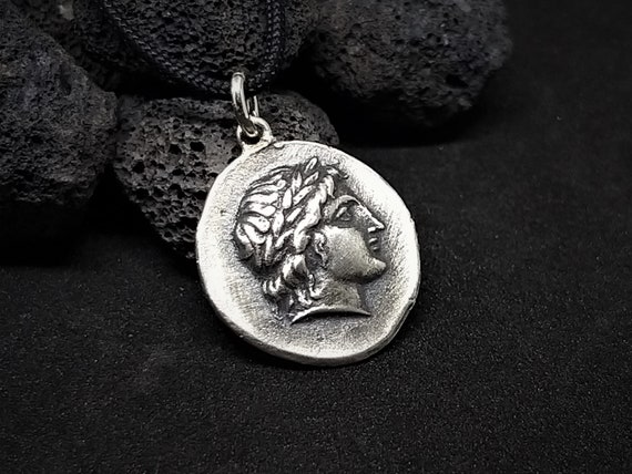 Greek coin necklace silver sale