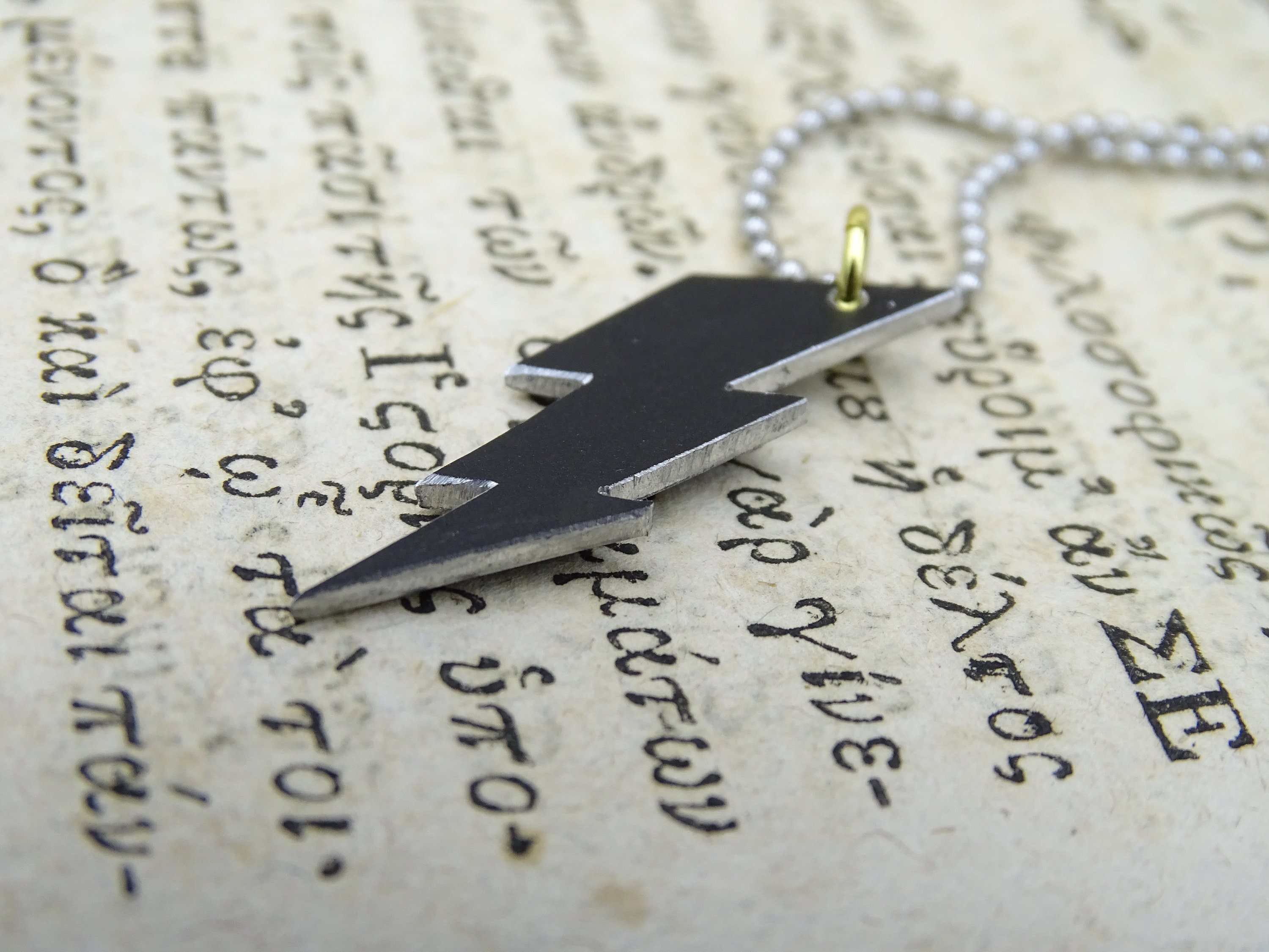 God Zeus Black Lightning Pendant Necklace Zeus Power Symbol