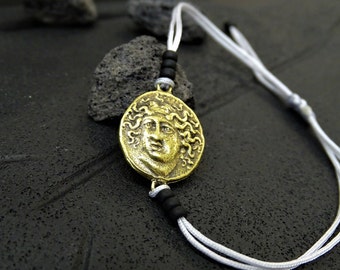 Larissa ancient coin corded bracelet, Horse jewelry, Horse bracelet, Greek sculpture, Ancient jewelry, Bracelet cheval, Grekiska mynt