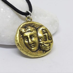 Dioscuri Rare Ancient Greek Coin Pendant, Good Luck Coin Pendant, Double faces Greek Jewelry, Amulet Coin Charm, Greek Gouri, Greek Coinage