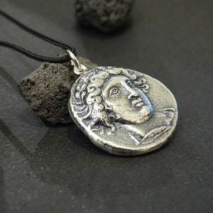 Ancient Greek Apollo Sterling Silver Coin Pendant, Sun God Necklace ...