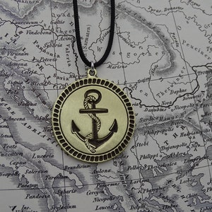 Anchor Jewelry Necklace, Satin Finnish Sailor Necklace, Nautical Summer Necklace, Men Ocean Necklace, Hand carved Skipper necklace gift image 9