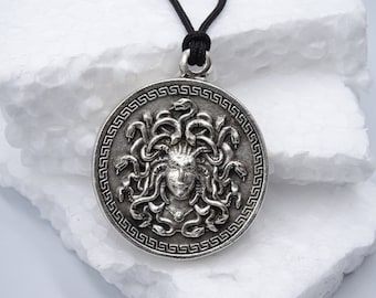 Gorgon Medusa Big Pendant Necklace, Greek Mythologic Jewelry, Men's & Women's Accessory, Ancient Greek Myth, Greek Art Mythology Legend