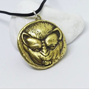 Lions Head Ancient Coin Pendant, Greek Sculpture, Rare Coins Pendant, Greek Jewelry, Lion Jewelry, Löwenschmuck, Bijoux de lion