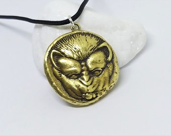 Lions Head Ancient Coin Pendant, Greek Sculpture, Rare Coins Pendant, Greek Jewelry, Lion Jewelry, Löwenschmuck, Bijoux de lion