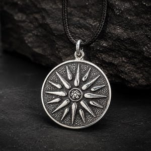 Silver Vergina Sun Necklace, Macedonian Star Pendant, Ancient Greek Jewelry, Alexander the Great, Handmade Sterling Silver Gift