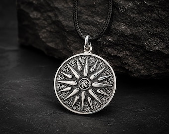 Silver Vergina Sun Necklace, Macedonian Star Pendant, Ancient Greek Jewelry, Alexander the Great, Handmade Sterling Silver Gift